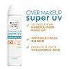 Garnier-Ambre-Solaire-Over-Makeup-Super-UV-Protection-Mist-SPF50-75-ml-With-Hyaluronic-Acid-Light-Texture-Non-Greasy-Spray-Protects-and-Hydrates-Skin-Packaging-May-Vary Garnier Ambre Solaire SPF 50 Super UV Over Makeup Mist for Face, High Protection Against UVA & UVB, Hyaluronic Acid…