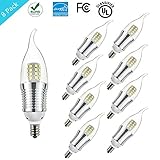 Candelabra LED Bulbs;HAIDEXI new version brighter chip 8 pack LED Candle Bulb E12 9W LED Lights, Chandelier, 80 Watt Light Bulbs Equivalent Incandescent Cold White 6000k,Not dimmable