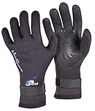 Neo-Sport 3MM & 5MM Premium Neoprene Five Finger Wetsuit Gloves with Gator Elastic Wrist Band. Use for All Watersports, Diving, Boating, Cleaning gutters, Pond and Aquarium Maintenance.