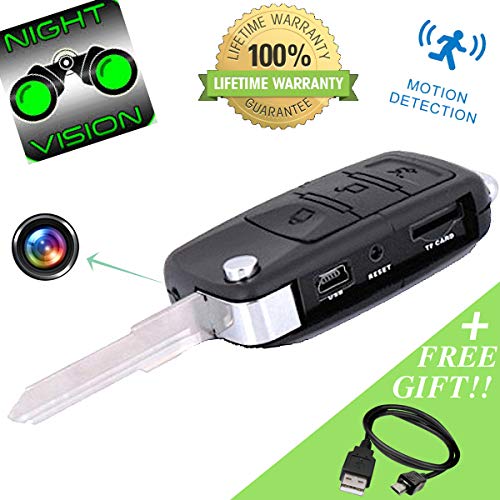 Hidden Spy Camera Car Key - Keychain Motion Detection Nanny Cam - Surveillance Recorder Camera Equipment - HD Mini Camcorder Security Monitoring Systems
