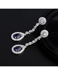 GULICX AAA Cubic Zirconia CZ juego de collar y aretes de fiesta con baño de plata y circonia cúbica