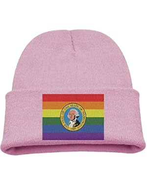 Washington State Rainbow Flag Kid's Hats Winter Funny Soft Knit Beanie Cap Children Unisex