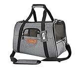 Premium Pet Travel Carrier, Airline Approved, Soft Sided, Comes with Two Pet Mats, Perfect for Small Dogs and Cats (Charcoal Grey)