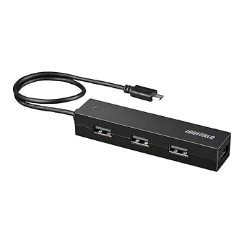 【クリックで詳細表示】iBUFFALO タブレット・スマホ用USB2.0 4ポートハブ ブラック BSH4UMB05BK