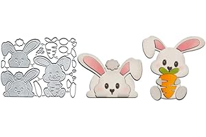 BEETIRRYHU Easter Bunny Metal Die Cuts, 2Pcs/Set Bunnys Carrot Metal Cutting Dies Cut Stencils Card Paper Craft DIY Template Metal Cutting Dies Album Embossing Paper Dies for Card Making Scrapbooking