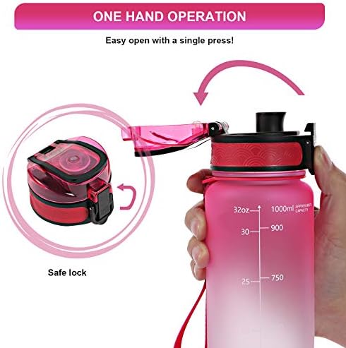 Reusable water bottle with a built-in straw, displaying the time and "Day Free" label, priced at $16.99.