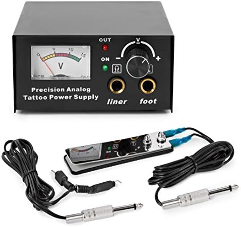 AmeriVolt Analog Tattoo Power Supply Porket - Black with Foot Pedal and Clip Cord