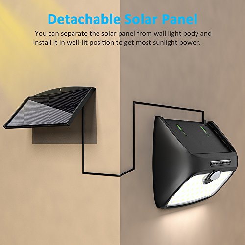 Solar Lights Outdoor, Bcway [48 LED Super Bright] [Detachable Solar Panel] 7ft Extension Cord Waterproof Security Lighting Nightlight with Motion Sensor Detector for Patio Yard Garden Path - Thumbnail 2