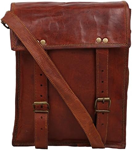 Indicraft 13' Inch Height(10x13x4inch) Finest Quality 100% Full Grain Genuine Leather Veg Tan World War Series Pithoo Shoulder Strap Hiking Camping Brown Bagpack