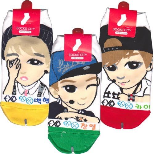 EXO-K Socks 3 Pairs Baek Hyun,Kai,and Chan Yeol Kpop socks (send from Korea) by Sincobuco
