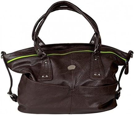 Best Chic Diaper Bag by nuababy. Stylish nappy purse-with 2 insulated pockets & changing mat included-brown leather look-removable cross body strap, handles, and stroller clips-4 outside zip pockets