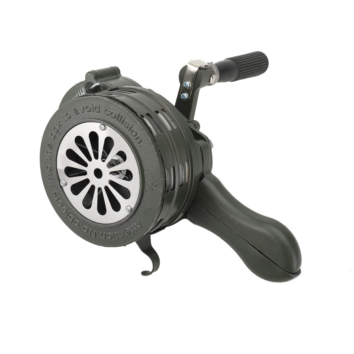 ECUTEE Hand Crank Alarm Siren Horn - Portable 110dB Manual Operated Air Attack Horn - Handheld Aluminum Housing Emergency Safety Alarm for Factories, School, Coast Guard