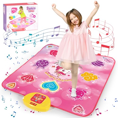 Diophso Unicorn Dance Mat, Unicorn Toys for Girls Age 4-6, Girls Toys Age 6-8, Adjustable Volume with LED, 6 Game Modes, Electronic Dancing Mat as Christmas Birthday Gift for 3 4 5 6 7 8 9+ Girls