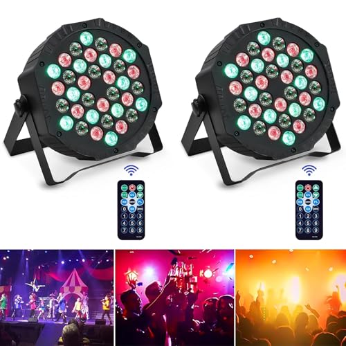 Discolicht Partylicht Rgb, 2Pack Bhnenlicht Partylicht Mit Fernbedienung, 36 Led Par Strahler Für Bar Stage Dj Party Show