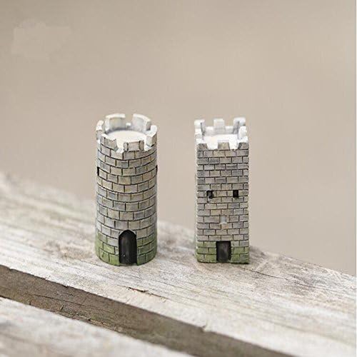 Palazze Miniature Fortress Ornaments Microlandschaft Garden Bonsai DIY Decor 2Pcs (Square)