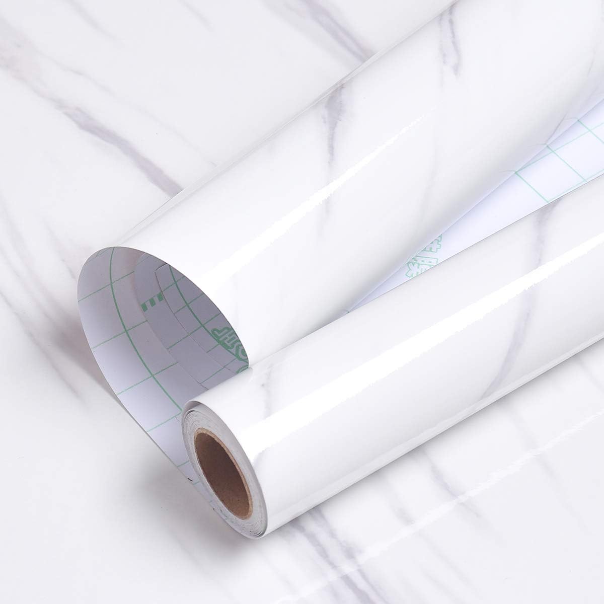 LivelynineKitchen Worktop Covering Contact Paper Self Adhesive Vinyl Wallpaper Marble Vinyl Wrap for Kitchen Worktops White Sticky Back Plastic Roll Kitchen Cupboards Waterproof Worktop Cover 40CMx2M