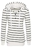 ANGVNS Ladies Women Casual Hooded Long Sleeve Striped Pullover Hoodies With Fleece