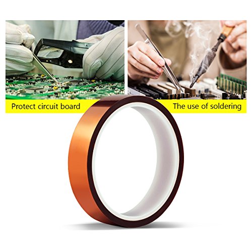 High Temp Masking Tape Heat Resistant Tape 4 Pack Koptan Polyimide Film Adhesive Tape Multi-sized(1/5’’, 2/5’’, 3/5’’, 1’’ )