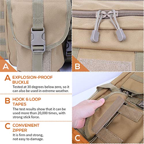 LUVODI Rifle Case Bag 36 inch Tactical Double Rifle Case with Lockable Compartments for Long Pistol Carbine Gun Case Storage Molle Backpack