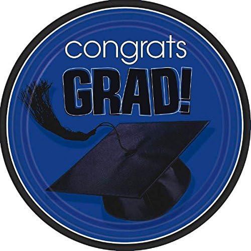 Flying Colors Graduation Party School Colors Round Plates 7" Bright Royal Blue Tableware Bright Royal Blue Paper 7" Pack Of 18