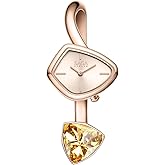 SAGA Phantom Ladies Luxury Cuff Bangle Quartz Watch, Triangular Case, Japanese Movement, 30M Water Resistant, 316L Stainless Steel Bracelet with Danube Crystals