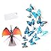Somotersea 24PCS 3D Butterfly Wall Decal Double Wings Removable Refrigerator Magnets Stickers Decor for Kids Room Decoration Home and Bedroom Art Mural Blue