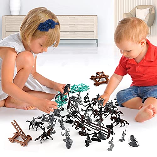 AMOR PRESENT 124 PCS Medieval Knights Toys Figurines for Kids Children Medieval Soldier Action Play Set for Birthday Gifts
