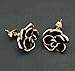 LovEnter Black Rose Flower with 18K Yellow Gold Plated Edge Stud Earrings