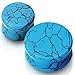 Pair of Turquoise Stone Organic Double Flared Solid Saddle Ear Plug Gauges Piercings