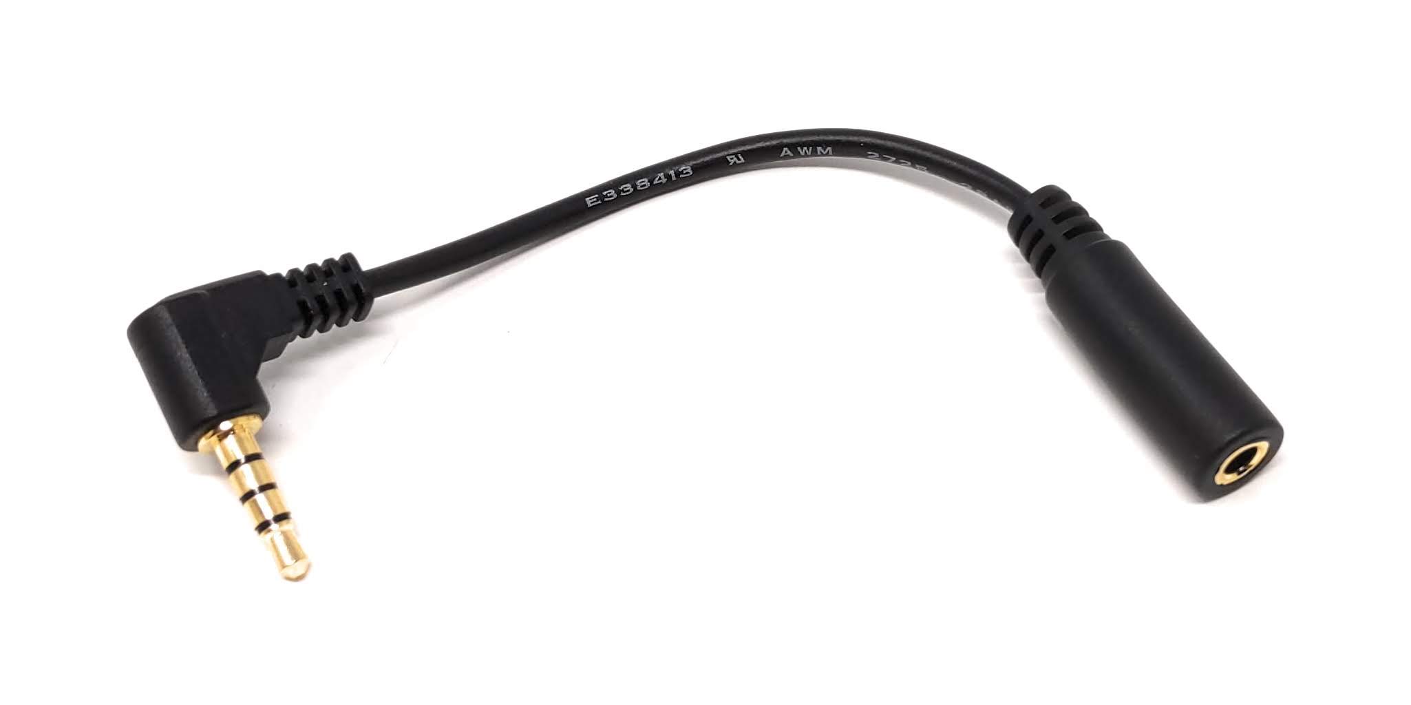 System-S 90 degree angled 3.5 mm 4-pin jack cable adapter, 10 cm for mobile phones, smartphone, tablet PC