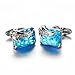 WaMLFac Unique Design Stylish Modern Luxury Crystal Blue Stone Cufflinks for Shirt Wedding Business