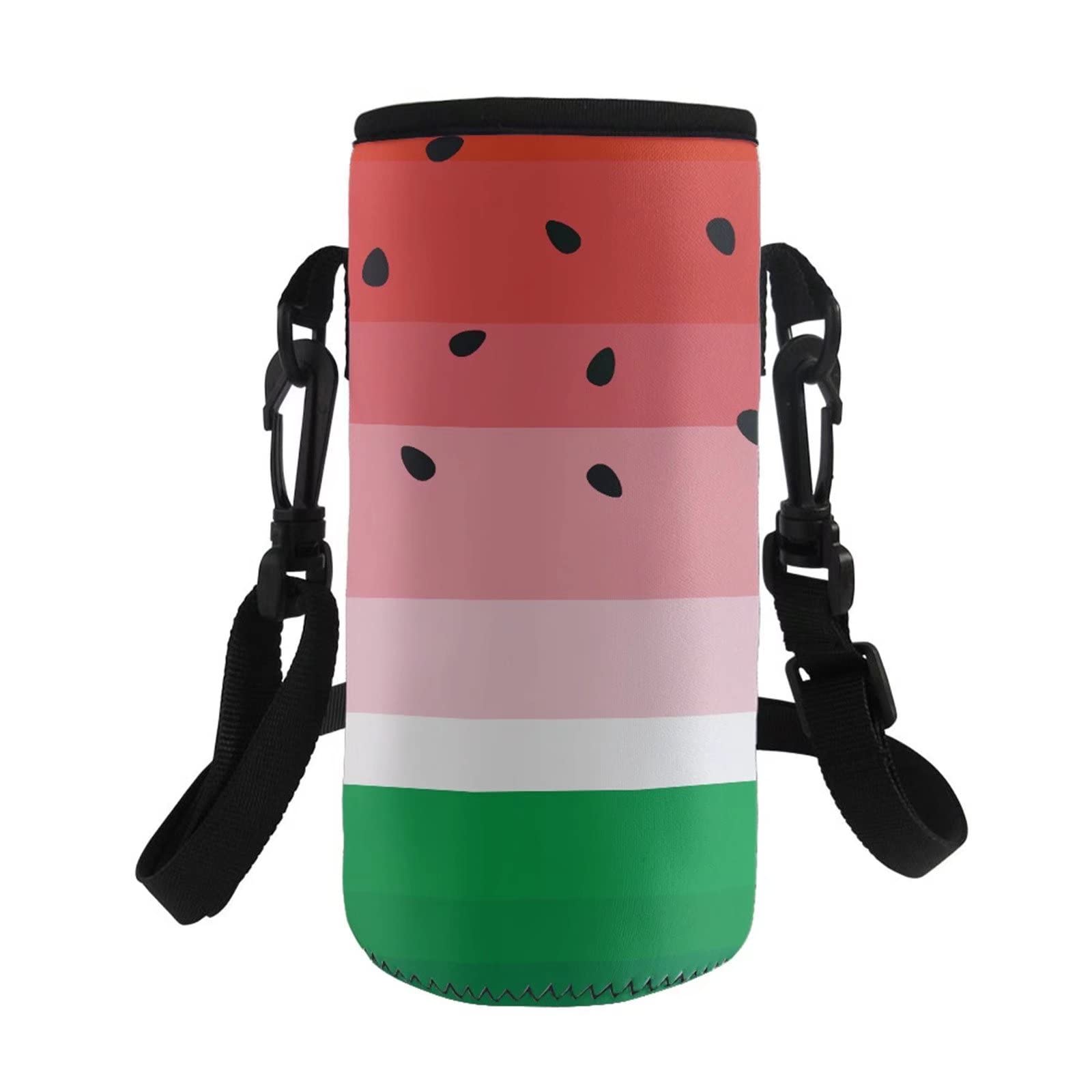 COEQINE Watermelon Print Water Bottle Carrier Bag Case Insulated Neoprene Water Bottle Holder Pouch Cover with Adjustable Shoulder Strap for Stainless Steel/Glass/Plastic Bottle Accessories