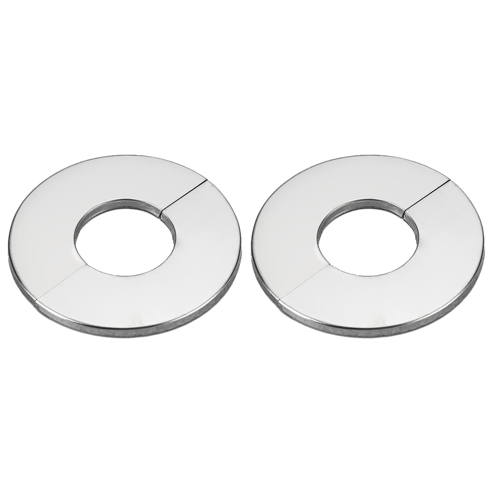 Wall Split Flange Pipe Covers Chrome, Drain Pipe Cover Pipe Snug Stainless Steel Round Escutcheon Plate for Diameter Pipe, 2Pcs Radiator Pipe Collars, Sliver (50mm)