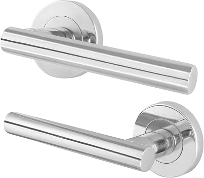 EAI Internal Door Handle Polished Chrome 1 Pair Lever on Rose Oliena Range