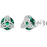 Seiyang Celtic Birthstone Stud Earrings 925 Sterling Silver Celtic Knot Earrings Celtic Knot Jewelry Birthstone Gifts for Daughter Women