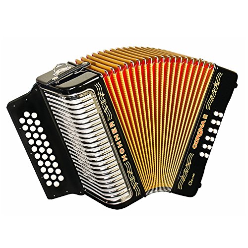Hohner Button Accordion Corona II Classic EAD, With Gig Bag, Straps And Adjustable Bass Strap, Jet Black