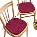 Collections Etc Quilted Memory Foam Cushioned Chair Pads with Ties - Set of 2, Burgundy