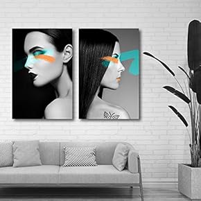 2 Piece Canvas Wall Art for Living Room Bedroom Home Artwork Modern Women Paintings Ready to Hang - 16"x24" x 2 Panels