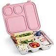 Elk and Friends Kids Stainless Steel Bento Box with Silicone Lid | Leak-proof | Toddler Lunch Container | 4 Compartments | Dishwasher Safe