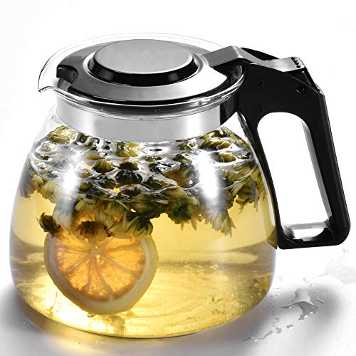 Teapot with Infuser and 4 Glass Cups set,Glass Tea Maker Kettle with Strainer Blooming Loose Leaf tea pot set by JASVIC - Thumbnail 4