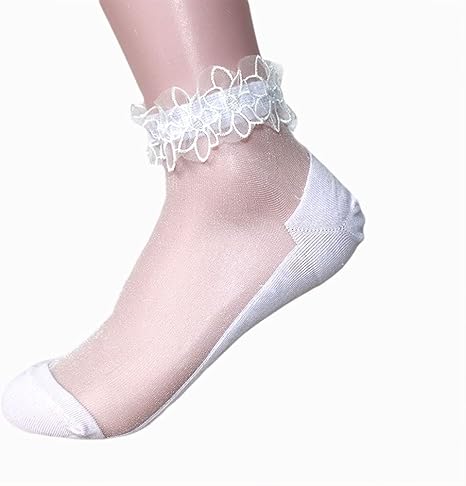 Amazon Co Jp 女性の透明なレースボートの靴下のカジュアルな靴下の超薄いメッシュ足首の靴下の踊り 結婚式 ドレス パーティーのための靴下の 靴下 白 One Size ホーム キッチン