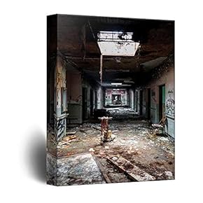 Canvas Wall Art Haunted Creepy Print Gallery Wrap Modern Home Decoration Ready to Hang - 12x18 inches
