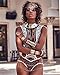 Letiane Women's African Tribal Print Bikini High Cut Monokini One Piece Swimsuit Backless Swimwear (S, White)
