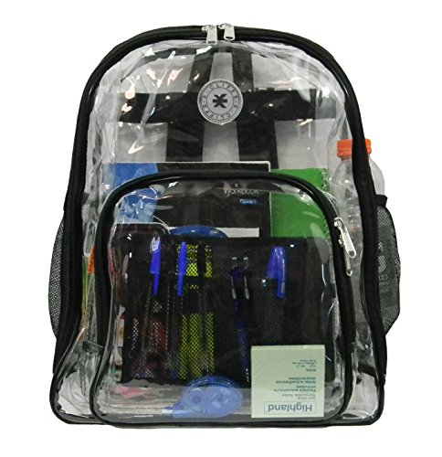 K-Cliffs Heavy Duty Clear Backpack See Through Daypack Student Transparent Bookbag Black By Praise Start
