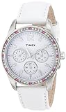Timex Women's T2P385 Crystal Multi-Function White Leather Strap Watch