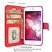 iPhone 6 Plus / 6s Plus Case, Cellularvilla [Stand Feature] Flower Texture [Diamond] Premium Wallet Case [3 Card Slots] Flip Cover for Apple iPhone 6 Plus/iPhone 6S Plus 5.5 inch (Red Bling)