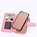 iPhone 6S Plus Case, CaseUp 12 Card Slot Series - [Zipper Cash Storage] Premium Flip PU Leather Wallet Case Cover With Detachable Magnetic Hard Case For iPhone 6S/6 Plus (5.5 Inch) - Glitter Rose Gold