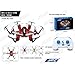 JJRC H20 Nano Hexacopter 2.4G 4CH 6Axis Headless Mode RTF RC Quadcopters with 4 LED lights and 2 batteries Red (Red)