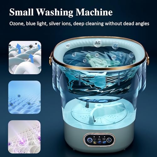 XVersion 13L Mini Portable Washing Machine with Spin Dryer – Foldable Washer for Baby Clothes, Underwear, Socks | Compact Laundry for Apartment, Travel, RV, Home (White)
