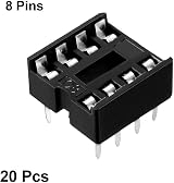 sourcing map 20pcs DIP IC Socket Solder 2.54mm Pitch 8 Pin Dual Row 7.6mm Row view 3